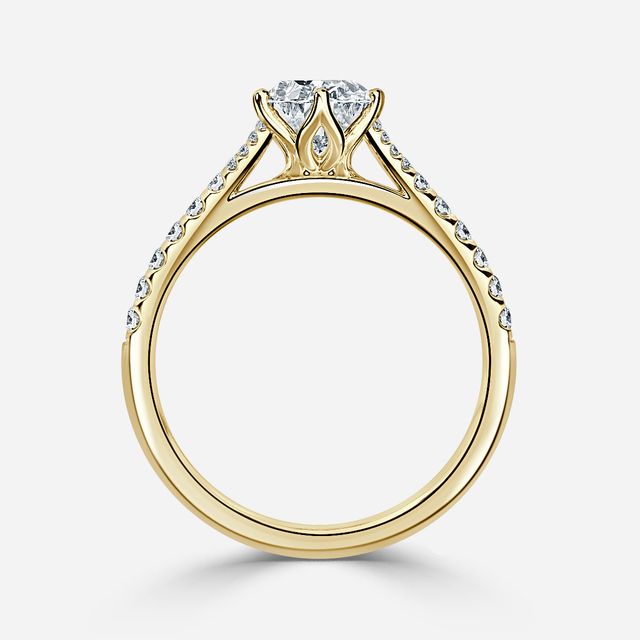 Jillian Yellow Gold Six Prong Split Shank Engagement Ring