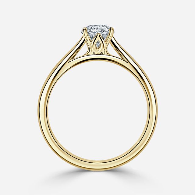 Jillian Yellow Gold Six Prong Split Shank Solitaire Engagement Ring