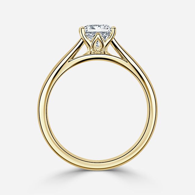 Jillian Yellow Gold Six Prong Split Shank Solitaire Engagement Ring