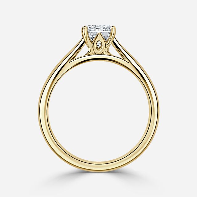 Jillian Yellow Gold Six Prong Split Shank Solitaire Engagement Ring