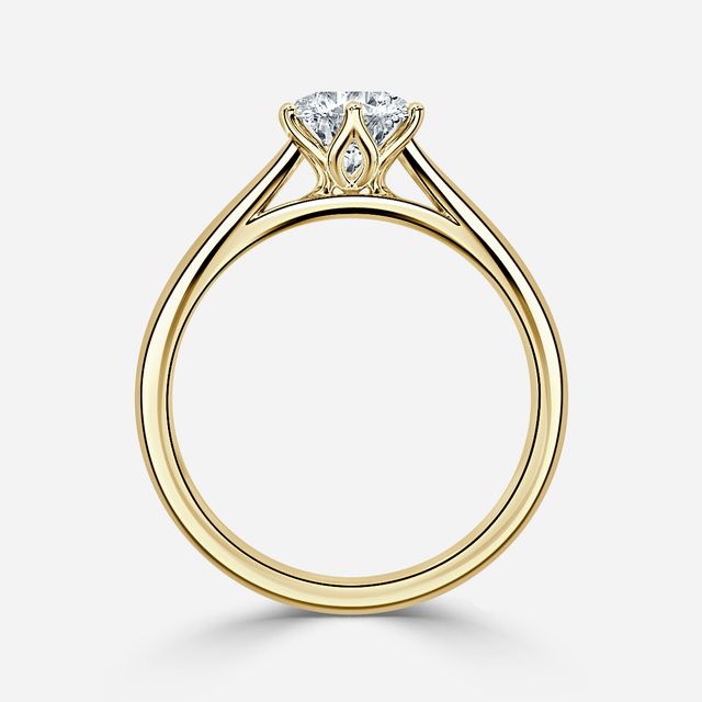 Jillian Yellow Gold Six Prong Split Shank Solitaire Engagement Ring