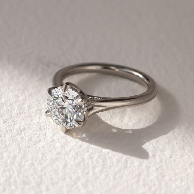 Jillian White Gold Six Prong Split Shank Solitaire Engagement Ring