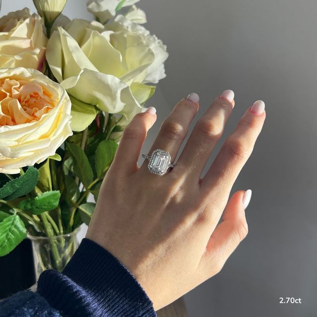 Olympia Platinum Halo Modern Engagement Ring