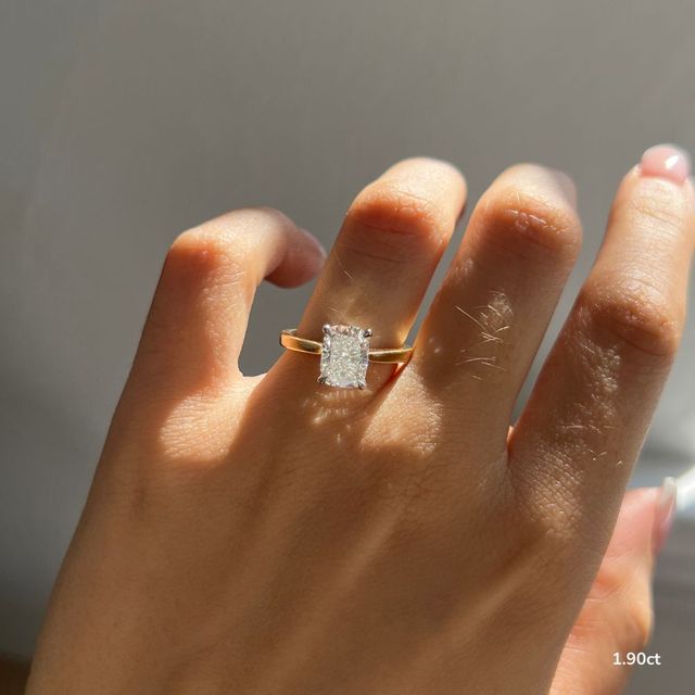 Tulip Yellow Gold Two Tone Solitaire Engagement Ring