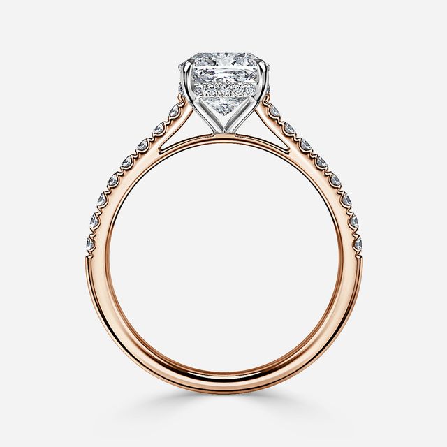 Aisha Rose Gold Two Tone Hidden Halo Engagement Ring