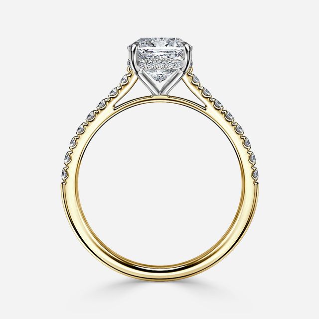 Aisha Yellow Gold Two Tone Hidden Halo Engagement Ring