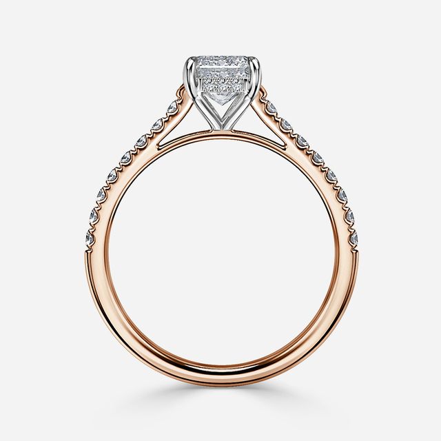 Aisha Rose Gold Two Tone Hidden Halo Engagement Ring