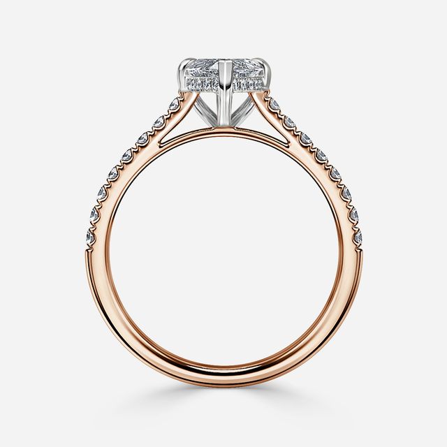 Aisha Rose Gold Two Tone Hidden Halo Engagement Ring