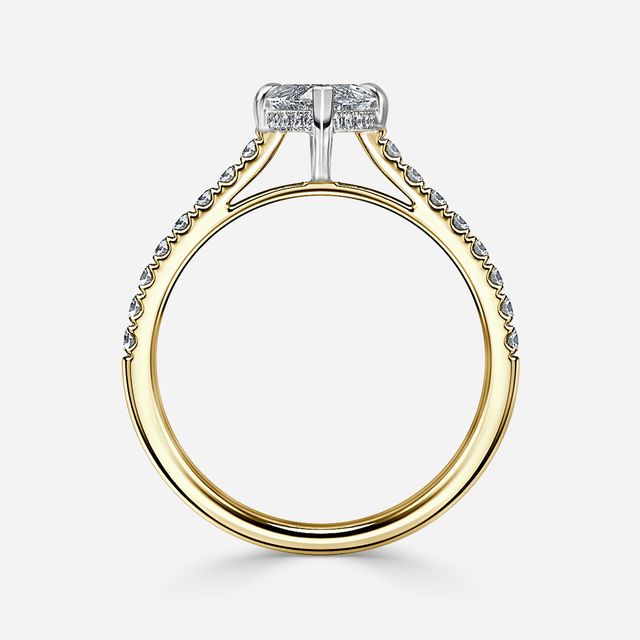 Aisha Yellow Gold Two Tone Hidden Halo Engagement Ring