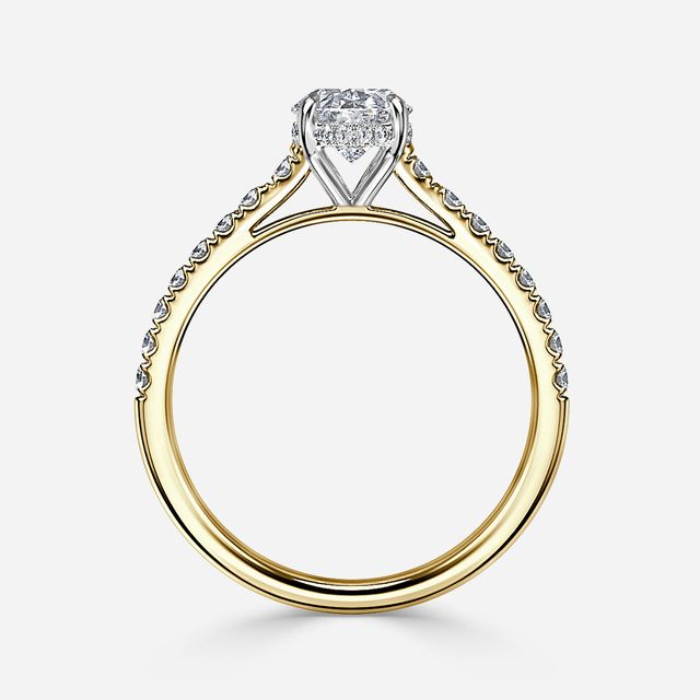 Aisha Yellow Gold Two Tone Hidden Halo Engagement Ring