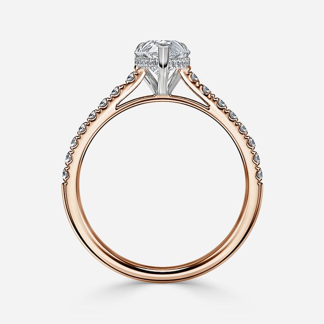 Aisha Rose Gold Two Tone Hidden Halo Engagement Ring