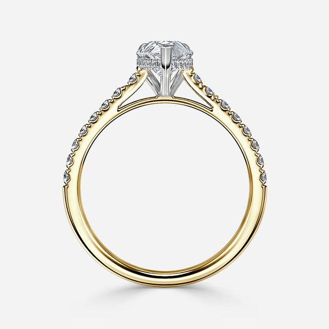 Aisha Yellow Gold Two Tone Hidden Halo Engagement Ring