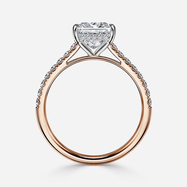 Aisha Rose Gold Two Tone Hidden Halo Engagement Ring