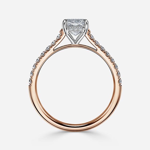 Aisha Rose Gold Two Tone Hidden Halo Engagement Ring
