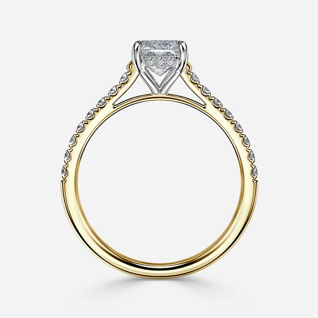 Aisha Yellow Gold Two Tone Hidden Halo Engagement Ring