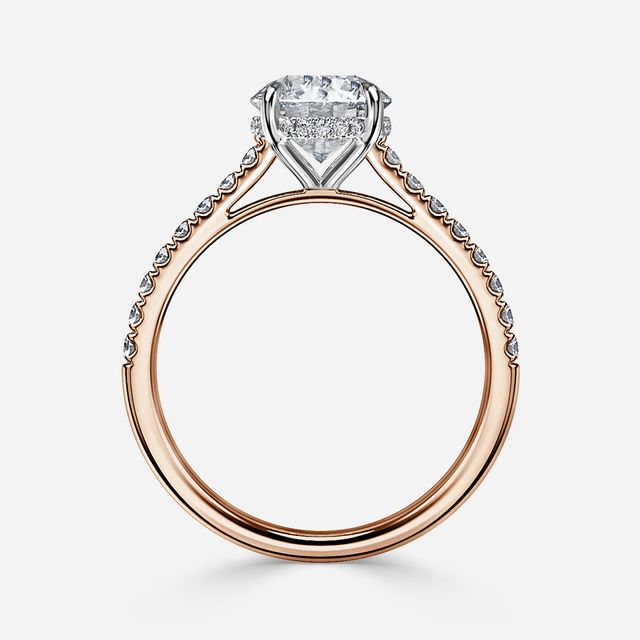 Aisha Rose Gold Two Tone Hidden Halo Engagement Ring