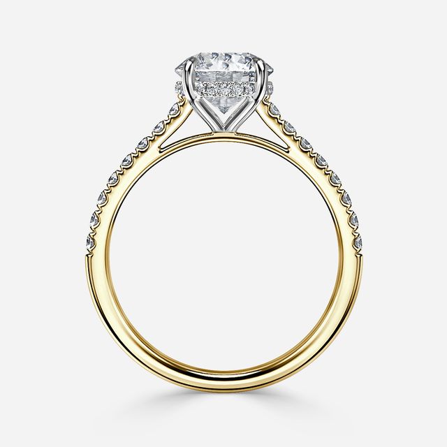 Aisha Yellow Gold Two Tone Hidden Halo Engagement Ring