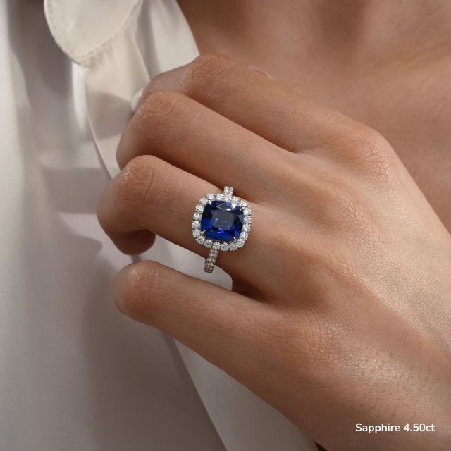 Maya Platinum Halo Engagement Ring
