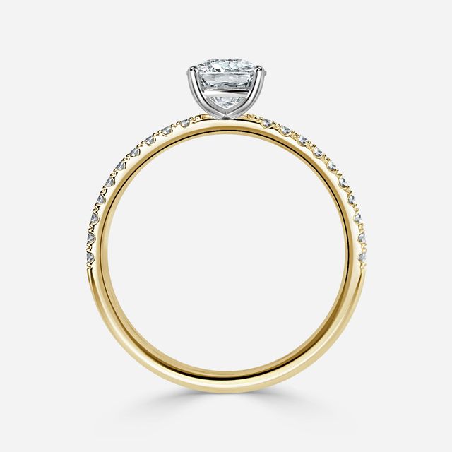 Jessica Yellow Gold Two Tone Pavé Engagement Ring