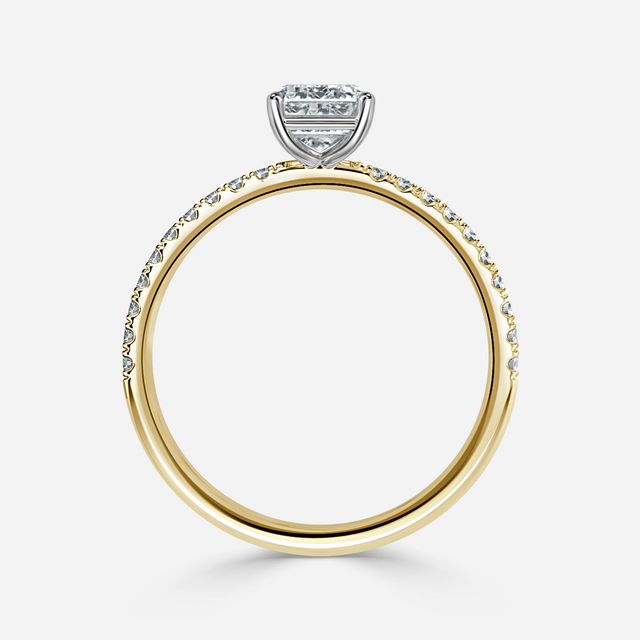 Jessica Yellow Gold Two Tone Pavé Engagement Ring