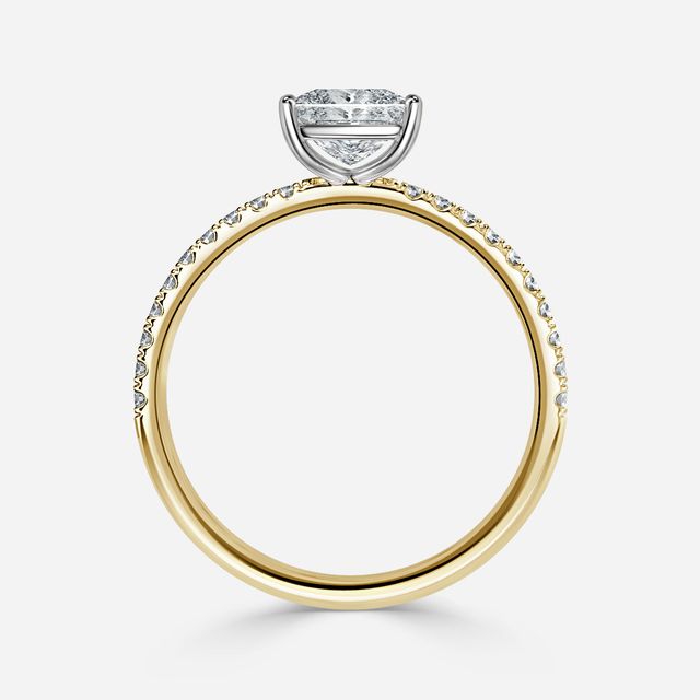 Jessica Yellow Gold Two Tone Pavé Engagement Ring