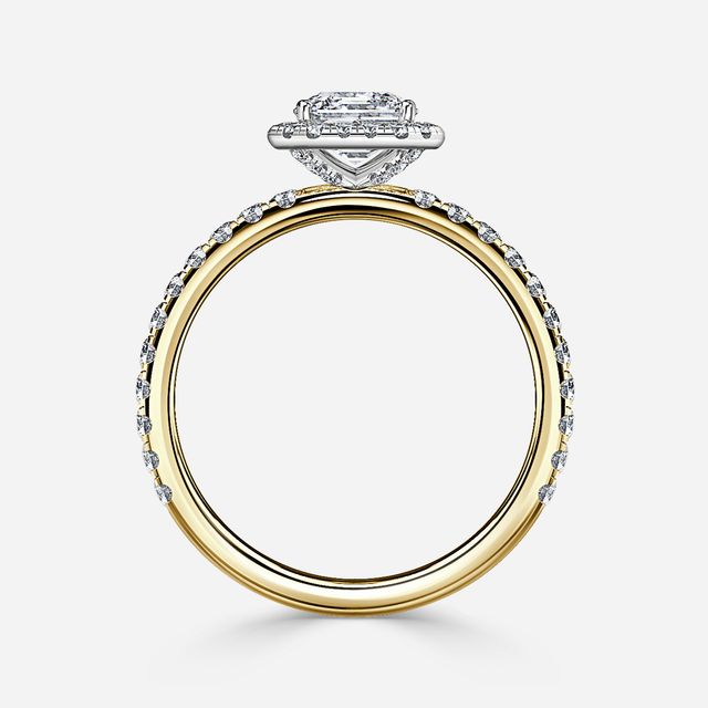 Ayla Yellow Gold Two Tone Halo Engagement Ring