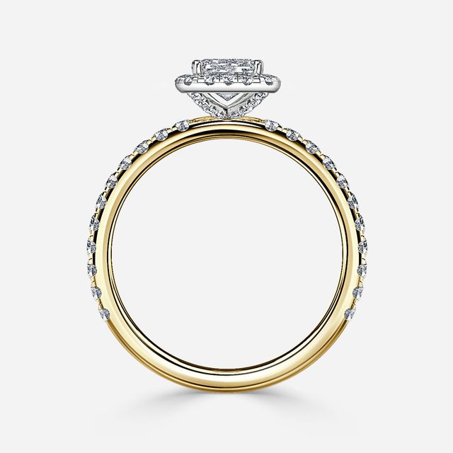 Ayla Yellow Gold Two Tone Halo Engagement Ring