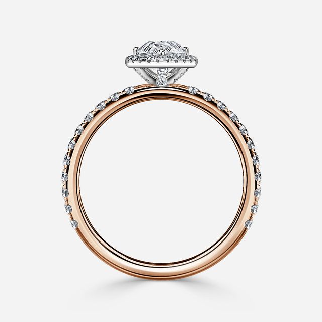 Ayla Rose Gold Two Tone Halo Engagement Ring