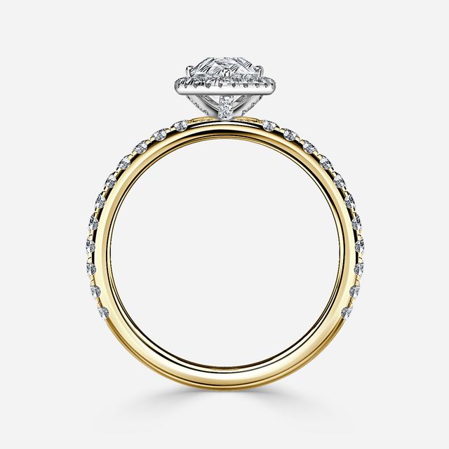Ayla Yellow Gold Two Tone Halo Engagement Ring