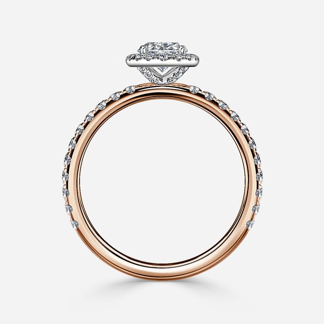Ayla Rose Gold Two Tone Halo Engagement Ring