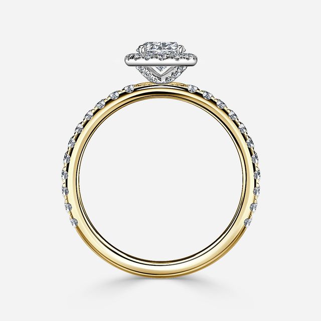 Ayla Yellow Gold Two Tone Halo Engagement Ring