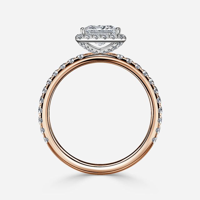 Ayla Rose Gold Two Tone Halo Engagement Ring