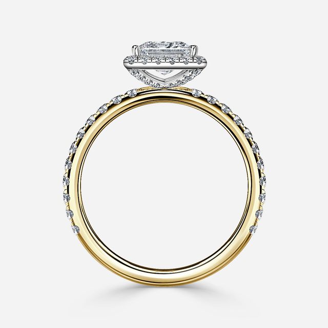 Ayla Yellow Gold Two Tone Halo Engagement Ring