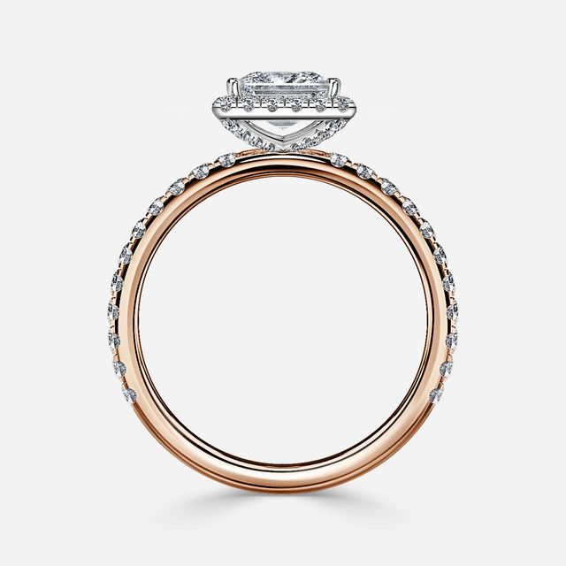 Ayla Rose Gold Two Tone Halo Engagement Ring