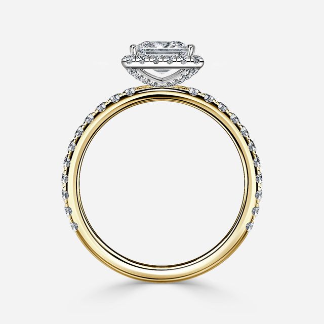 Ayla Yellow Gold Two Tone Halo Engagement Ring