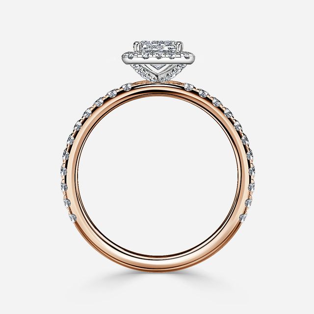 Ayla Rose Gold Two Tone Halo Engagement Ring