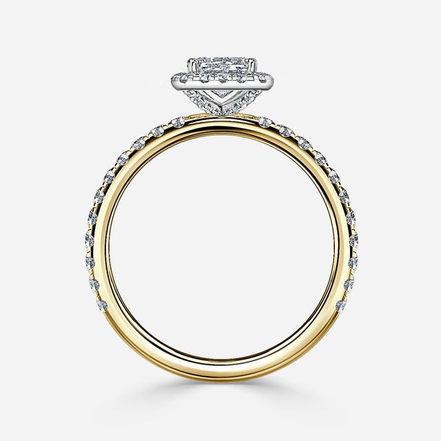 Ayla Yellow Gold Two Tone Halo Engagement Ring