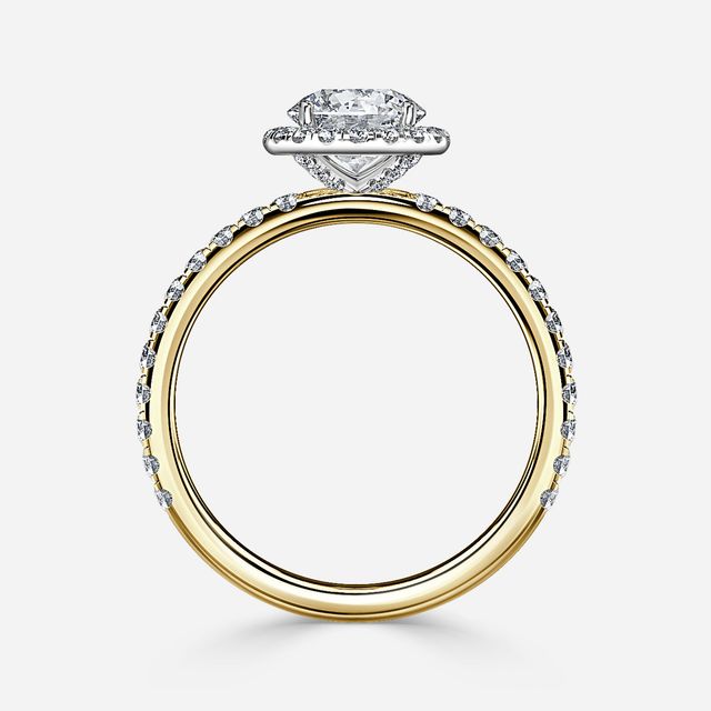 Ayla Yellow Gold Two Tone Halo Engagement Ring