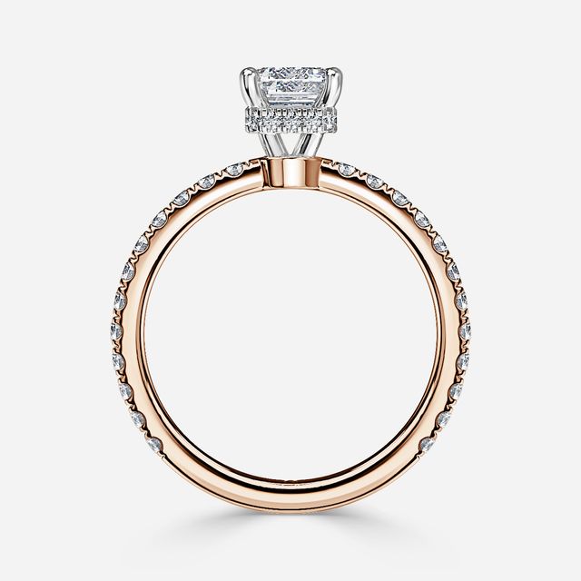 Samara Rose Gold Two Tone Hidden Halo Engagement Ring