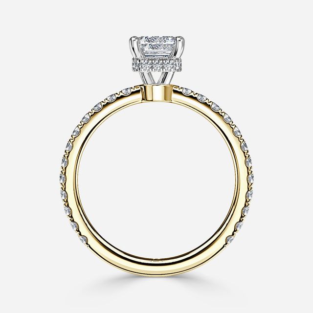 Samara Yellow Gold Two Tone Hidden Halo Engagement Ring