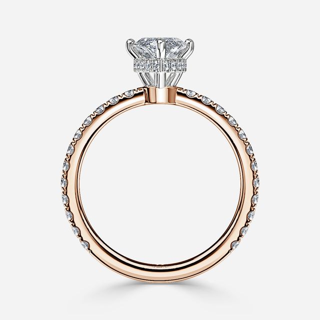 Samara Rose Gold Two Tone Hidden Halo Engagement Ring