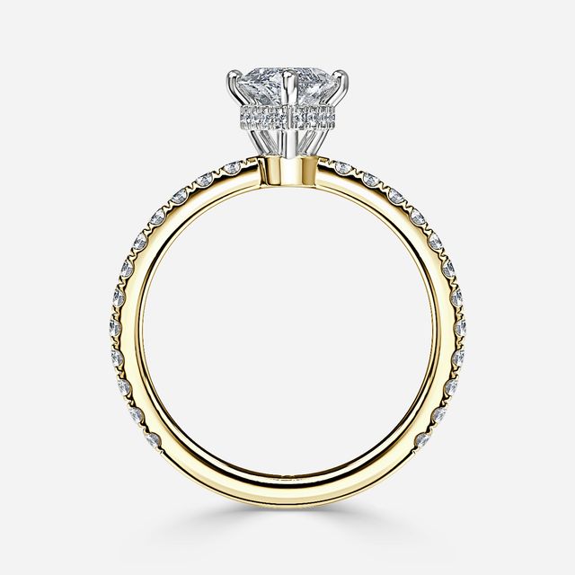 Samara Yellow Gold Two Tone Hidden Halo Engagement Ring