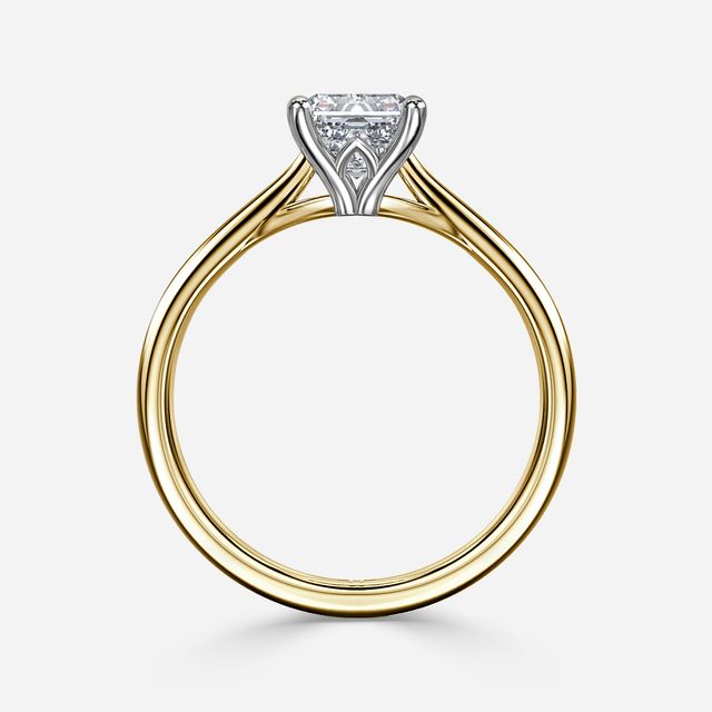 Jessie Tulip Two Tone Yellow Gold Solitaire Engagement Ring