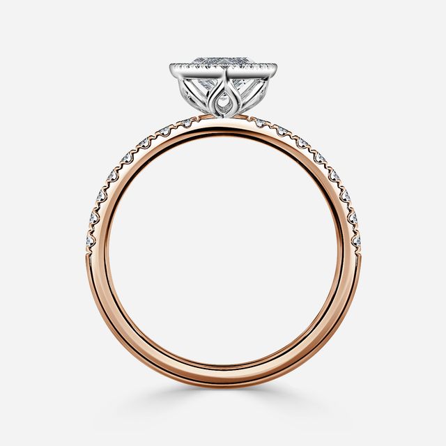 Lóis Rose Gold Two Tone Halo Engagement Ring