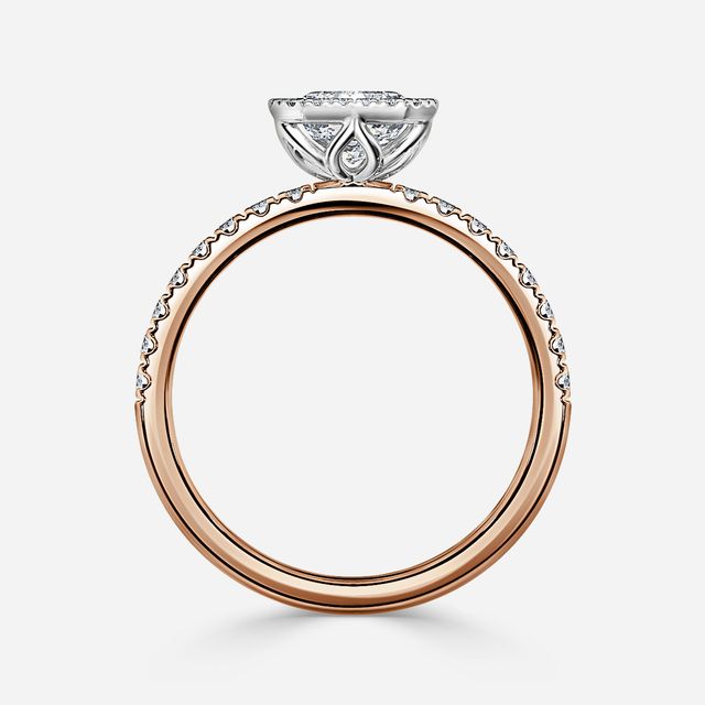 Lóis Rose Gold Two Tone Halo Engagement Ring