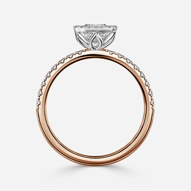 Lóis Rose Gold Two Tone Halo Engagement Ring