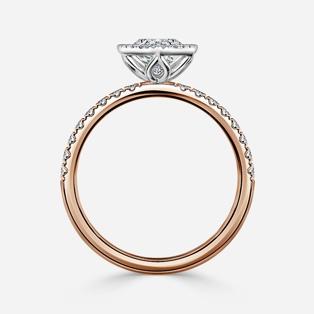 Lóis Rose Gold Two Tone Halo Engagement Ring