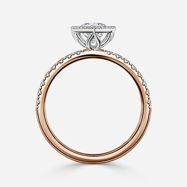 Lóis Rose Gold Two Tone Halo Engagement Ring