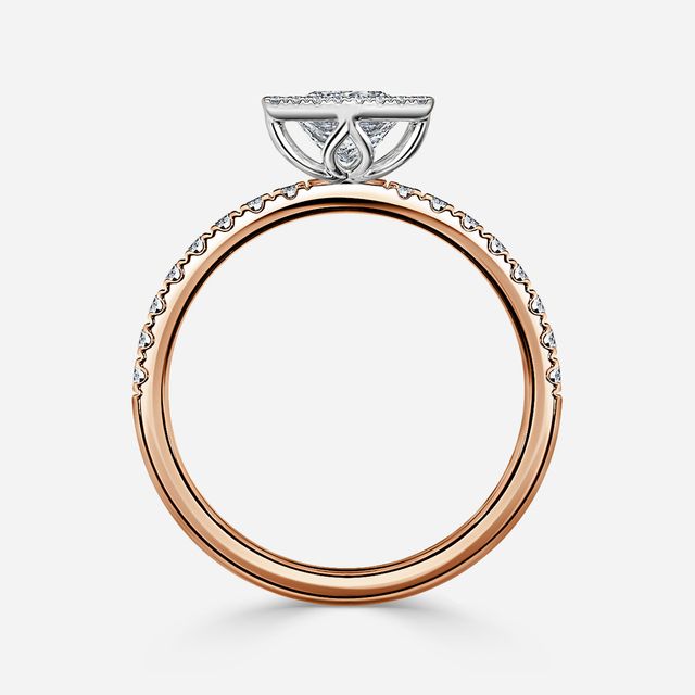 Lóis Rose Gold Two Tone Halo Engagement Ring