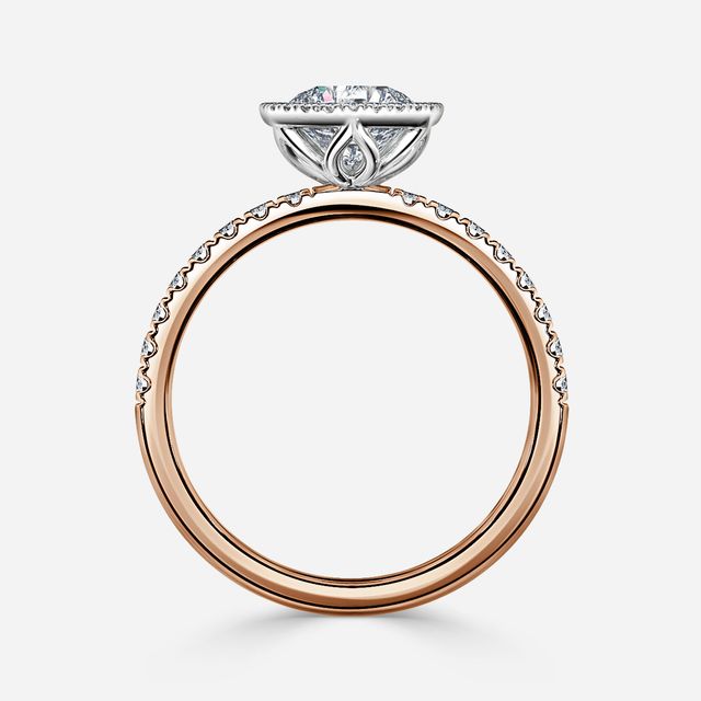 Lóis Rose Gold Two Tone Halo Engagement Ring